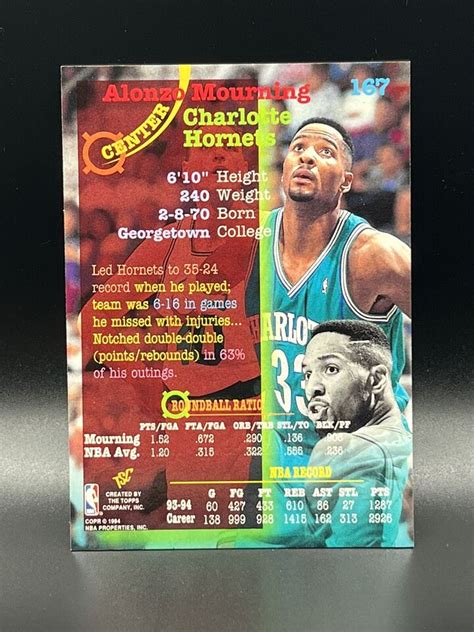 1994 95 Topps Stadium Club ALONZO MOURNING 1st Day Issue Short