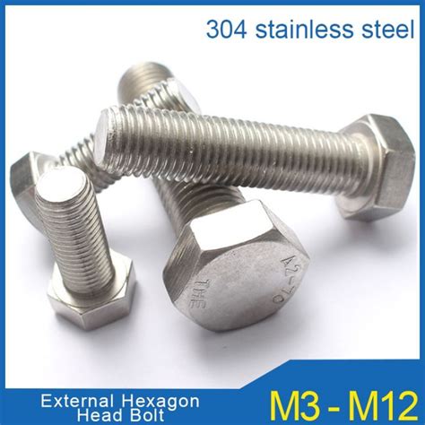 304 Stainless Steel External Hex Hexagon Head Screws With Full Threaded