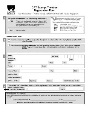 Actors Equity Emc Registration Form Fill Online Printable Fillable