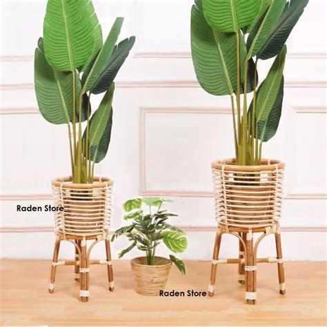 Jual Standing Pot Bunga Rotan Keranjang Pot Tinggi Cm Shopee