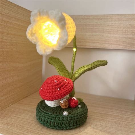 Crochet Flower Lamp Crochet Mushroom Lights Lily Of The Valley Night