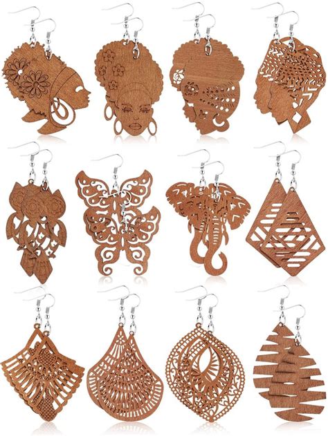 Pairs African Wooden Earrings For Women Bohemian Wood Earrings Bulk