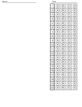 Blank Multiple Choice Answer Sheet By Northeast Education Tpt