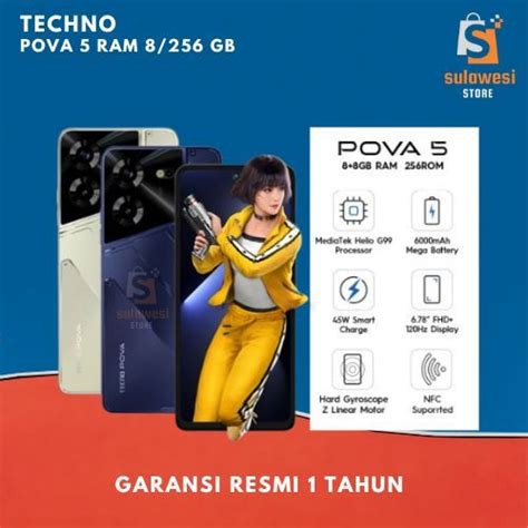 Jual Techno Pova 5 Ram 8 8GB 256GB Helio G99 45W Flash Charging