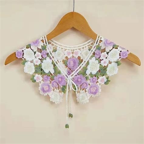 Half Shirt Collars Shirt Lace Neckline Women Fake Collar Shawl Flower