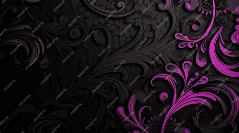 Premium AI Image | Purple and black wallpaper with a floral pattern