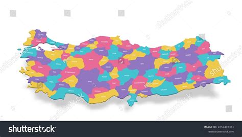 Turkey Political Map Administrative Divisions Provinces Stock Vector (Royalty Free) 2259493361 ...