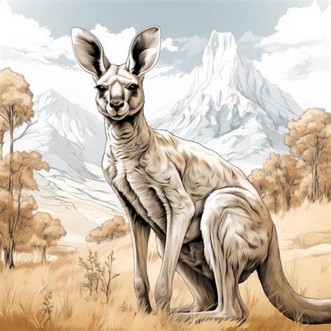 Premium AI Image | there is a drawing of a kangaroo standing in the grass generative ai