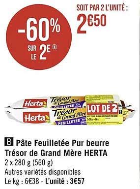 Promo Pâte Feuilletée Pur Beurre Trésor De Grand Mère Herta chez