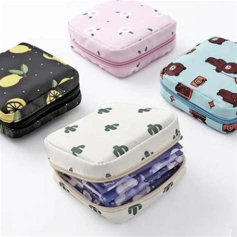 Mini Zipper Cosmetic Bag Set Para Mulheres Guardanapos Sanit Rios