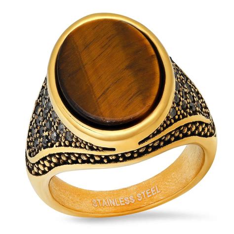 Steeltime King Royale Oval Tiger Eye Ring Editorialist