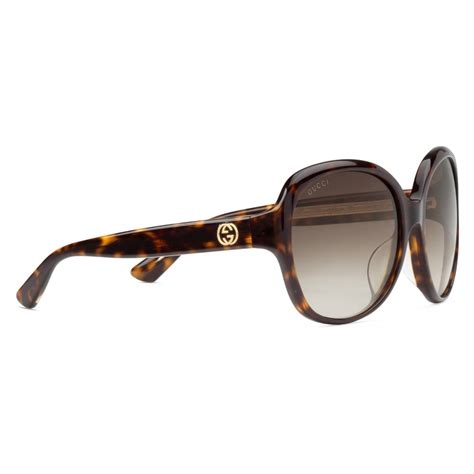 Gucci Oversized Round Sunglasses In Acetate Dark Turtle Acetate Gucci Eyewear Avvenice