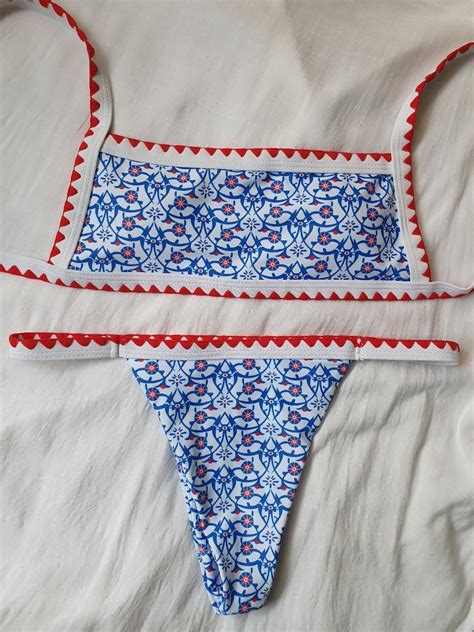 Floral Print Tape Bikini Women S Fashion Swimwear Bikinis Swimsuits On Carousell