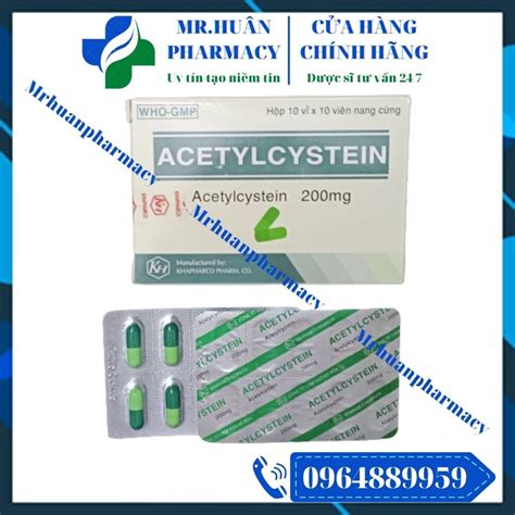 Acetylcystein 200mg Hộp 10 vỉ x 10 viên Thuốc điều trị ho có đờm