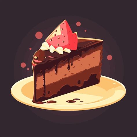 Un Trozo De Pastel De Chocolate Con Fresas Encima Vector Premium