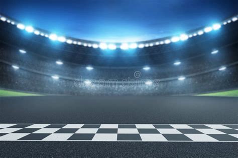 Empty Race Track Night Background 3d Illustrations Stock Illustration ...