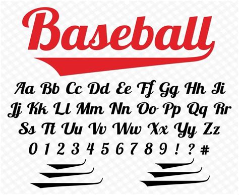 Baseball Font Softball Font Baseball Font Eith Tails Baseball Cursive ...