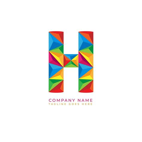 Colorful Letter H Logo Design For Business Company In Low Poly Art