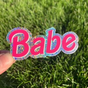 Glitter Babe Sticker Waterproof Holo Glitter Sticker Pink Babe Glitter Waterbottle