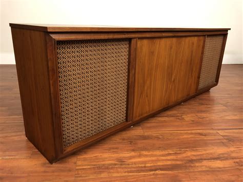 Sold Barzilay Design Two Walnut Stereo Console Modern To Vintage