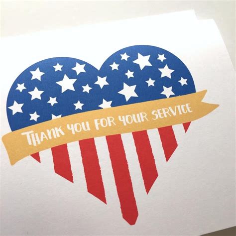 Patriotic Card Thank You For Your Service Veterans Day Etsy