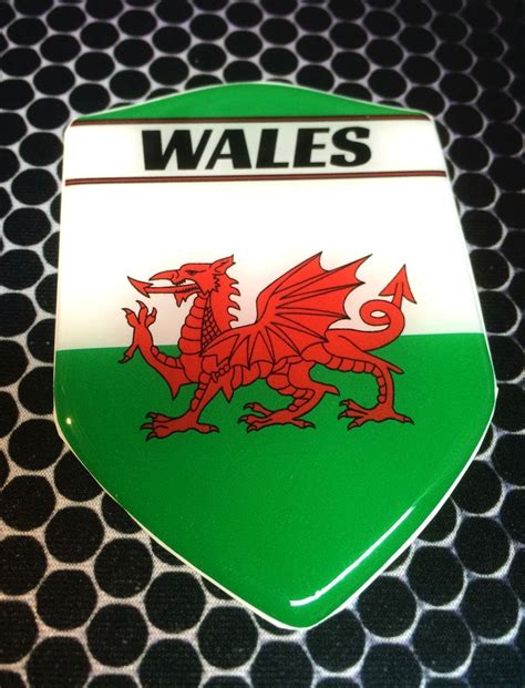 Wales Cymru Proud Shield Flag Domed Decal Emblem Car Sticker D X