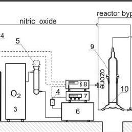 1 – Nitrogen gas cylinder, 2 – nitric oxide gas cylinder, 3 – oxygen ...