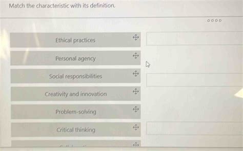 Solved Match The Characteristic With Its Definition Ethical Practices