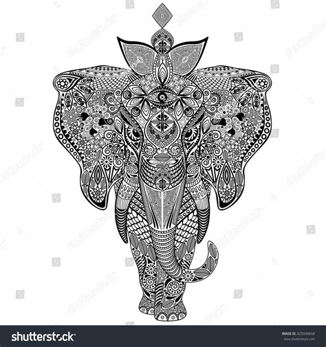 Elephant Zentangle Doodle Art Stock Vector (Royalty Free) 425040658 ...