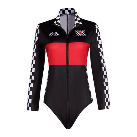 Women Race Car Driver Jumpsuit Halloween Sexy Bodysuit Cosplay Costume