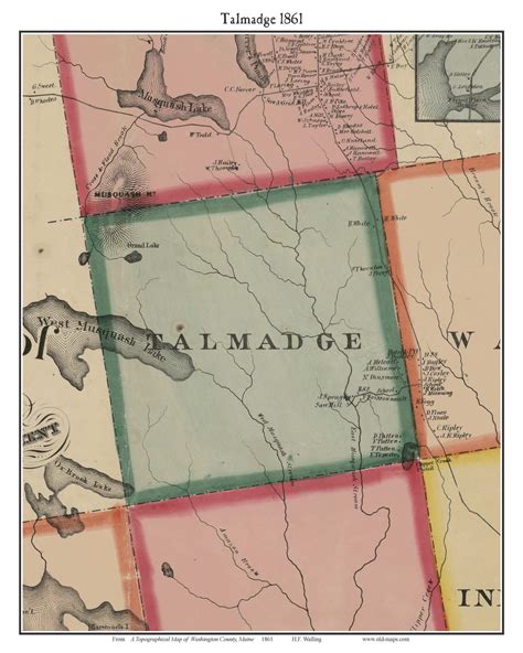 Talmadge Maine Old Town Map Custom Print Washington Co Old Maps