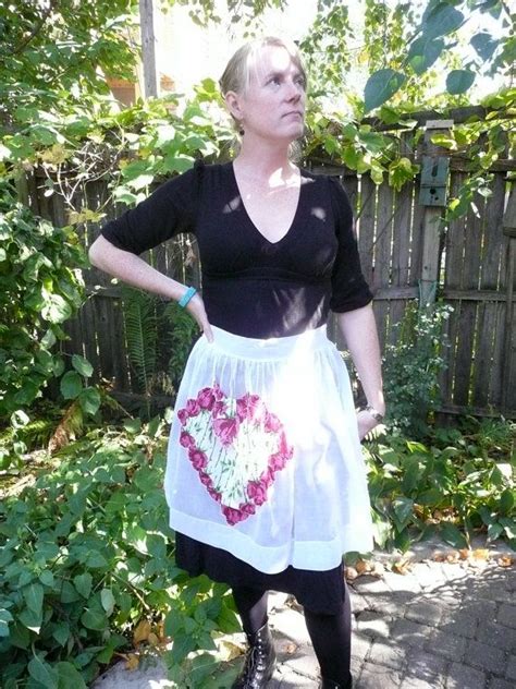 Vintage Sheer White Apron With Heart Pocket Etsy White Apron White