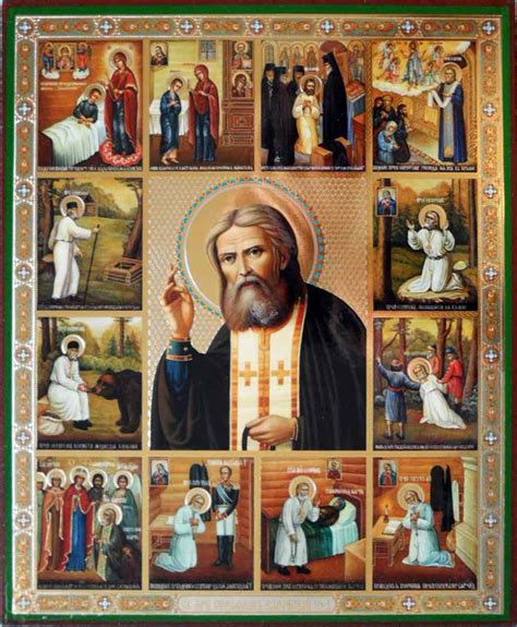 Saint Seraphim Of Sarov With Life Scenes Russian Orthodox Icon