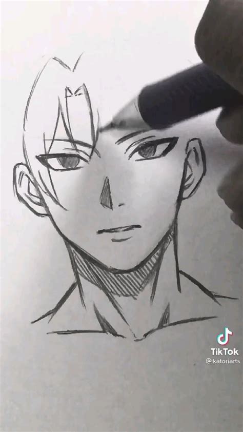 How to draw a anime man face tutorial male face – Artofit