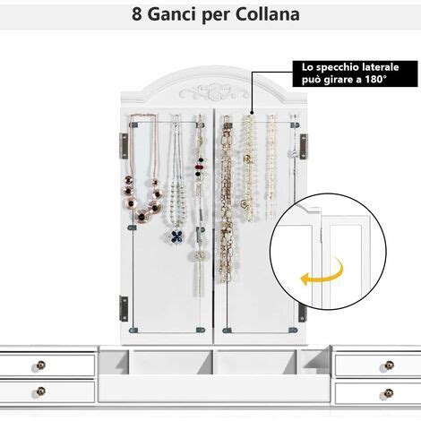 Costway Toeletta Da Trucco Con Cassetti Specchio Triplo Pieghevole