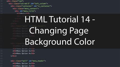 Html Tutorial 14 Changing Page Background Color Youtube