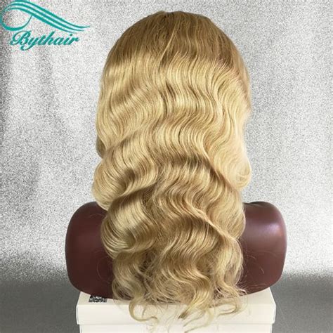 Bythairshop Blonde Color Body Wave Human Hair Full Lace Wigs