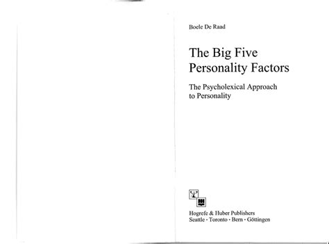 (PDF) The Big Five Personality Factors: The psycholexical approach to ...