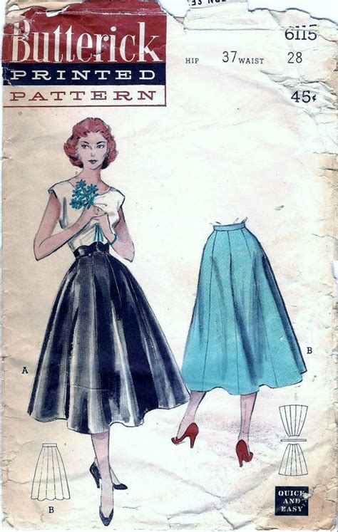 Vintage S Skirt Pattern Butterick Ten Gore Skirt Empire Etsy