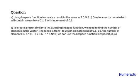 VIDEO Solution A Using Linspace Function To Create A Result In The