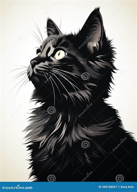 Silueta De Un Lindo Gato Negro Stock De Ilustraci N Ilustraci N De