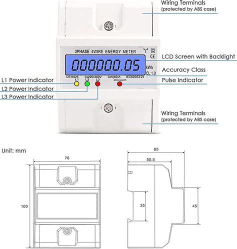 Three Phase 4 Wire Energy Meter 220 380v 5 80a Power Consumption Kwh