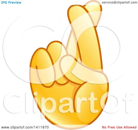 Clipart of a Hand Emoji with Crossed Fingers - Royalty Free Vector ...