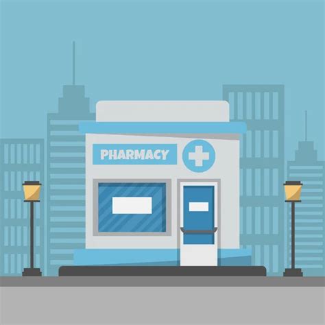 Vector Image Drugstore Facade Of Pharmacy Store Isolated On White