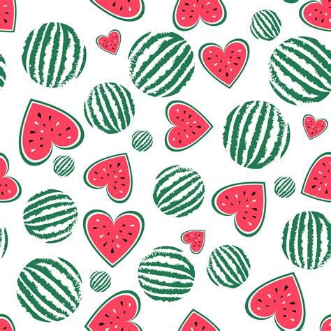 Vector Watermelon Seamless Pattern Background For Summer Food Vector