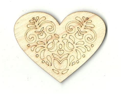 Heart Laser Cut Out Engraved Unfinished Wood Shape Craft Etsy