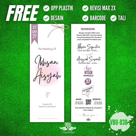 Jual UNDANGAN HANGTAG RUSTIC KEKINIAN ELEGAN AESTHETICFREE TALI RAMI