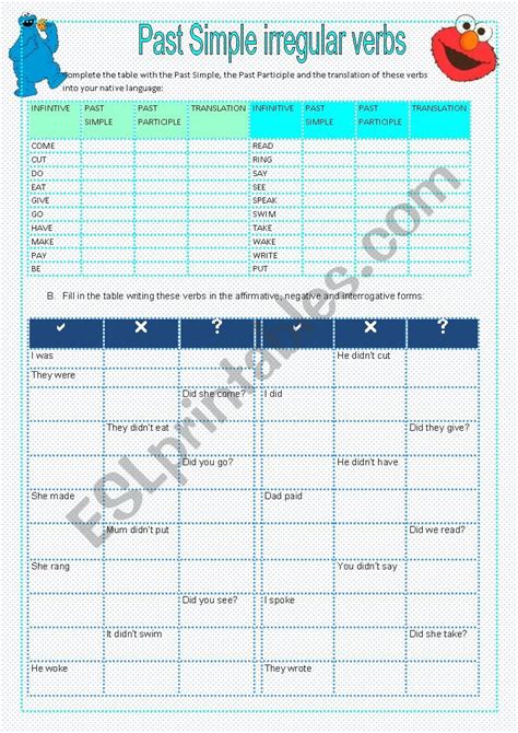 Ejercicio De Past Simple Irregular Verbs Irregular Verbs Verb Hot Sex