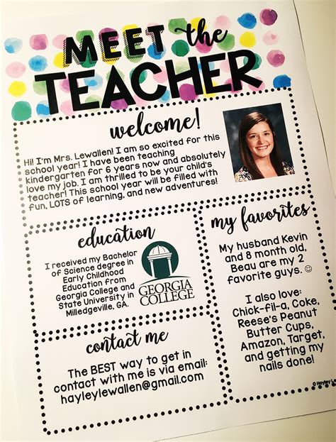 Meet The Teacher Template Tpt