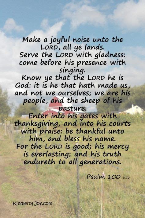 Psalm 100 – Kindler of Joy, scripture, gladness